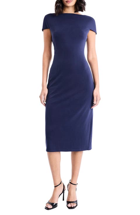 Cap Sleeve Midi Sheath Dress