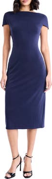 Maggy London Cap Sleeve Midi Sheath Dress