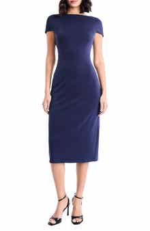 Maggy London Cap Sleeve Midi Sheath Dress