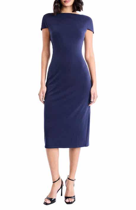 Maggy London Cap Sleeve Midi Sheath Dress