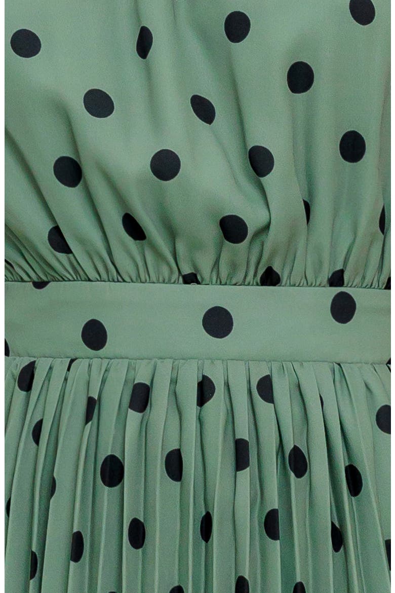 Polka Dot Halter Maxi Dress, Alternate, color, DARK SAGE