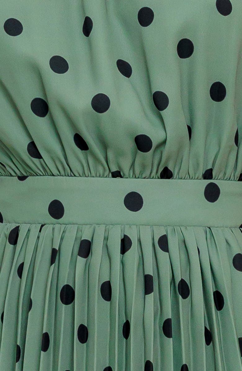 FLYING TOMATO Polka Dot Halter Maxi Dress, Alternate, color, Dark Sage