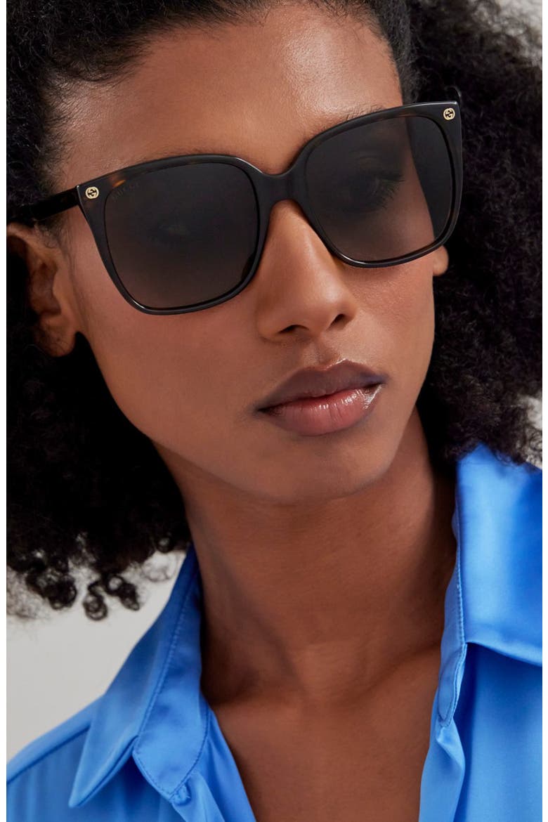 57mm Gradient Square Sunglasses, Alternate, color, HAVANA/ BROWN