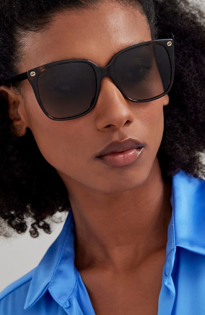 Gucci 57mm Gradient Square Sunglasses, Alternate, color, Havana/ Brown