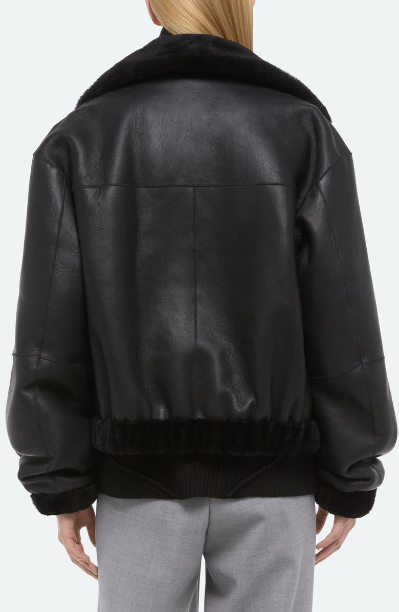 Helmut Lang Genuine Shearling Bomber Jacket, Alternate, color, Black