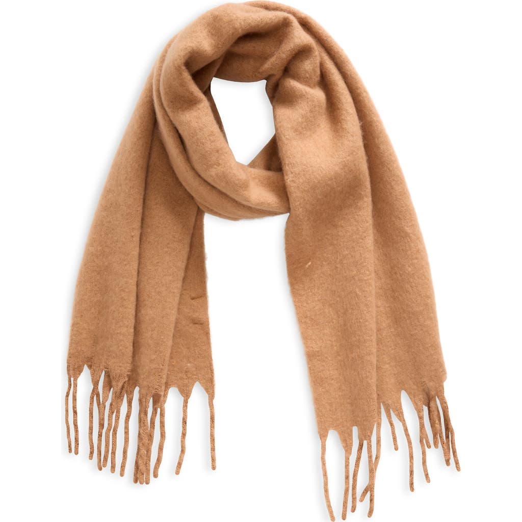 Nordstrom Brushed Fringed Scarf In Brown