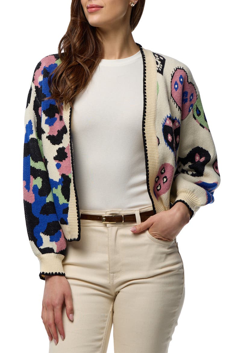 Wild Heart Crop Cardigan, Main, color, IVORY MULTI