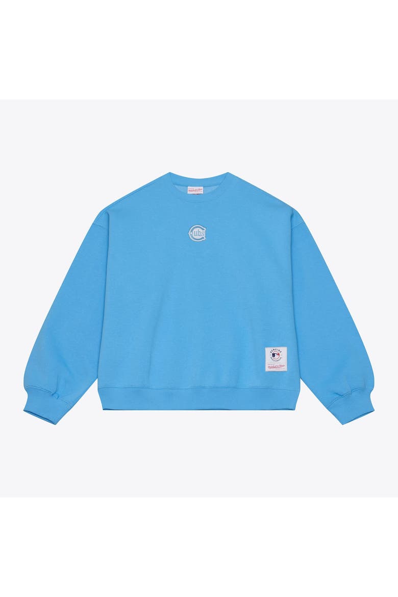 Men's Mitchell & Ness Light Blue Chicago Cubs Insignia Fleece Sweatshirt, Main, color, Light Blue