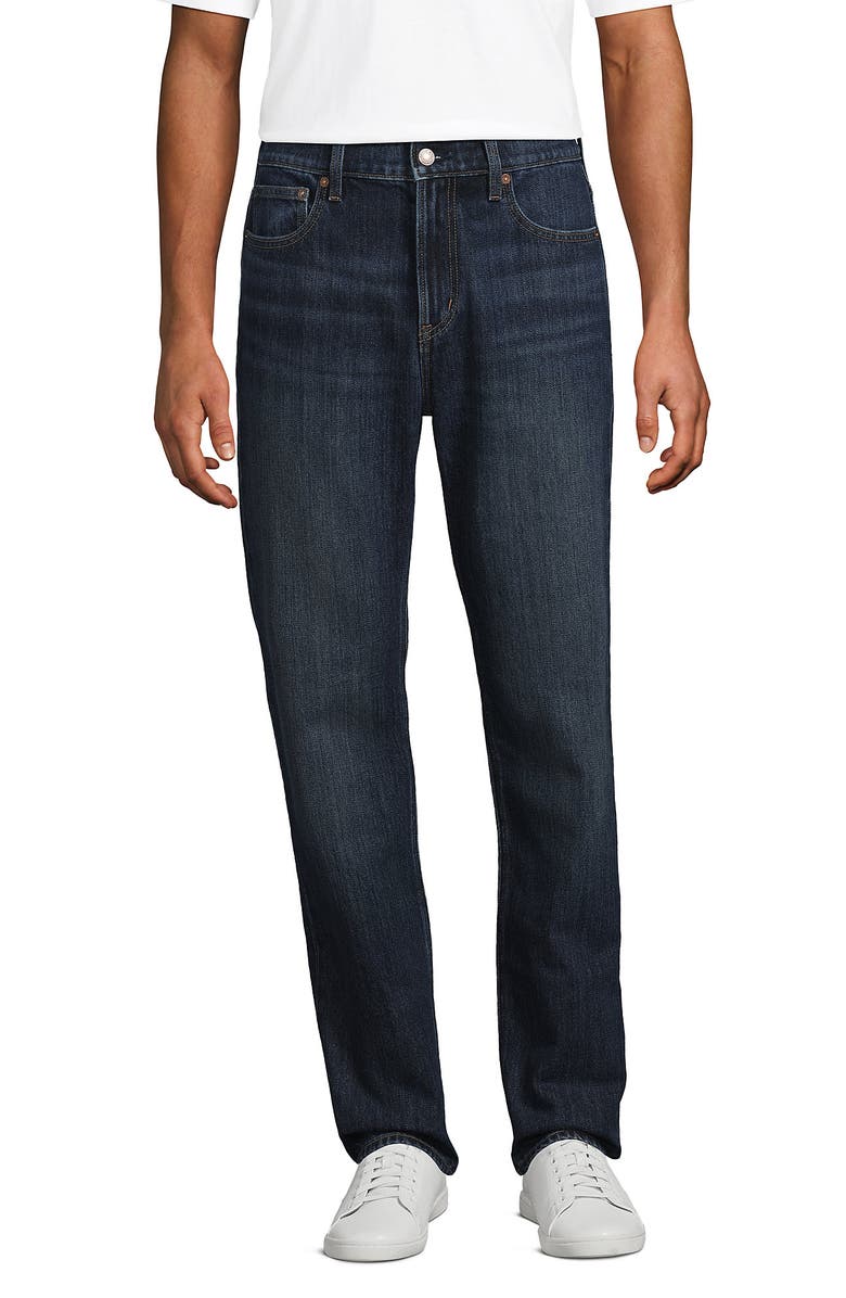 Lands' End Rigid Comfort Waist Classic Fit Jean, Main, color, Dark Pacific Wash