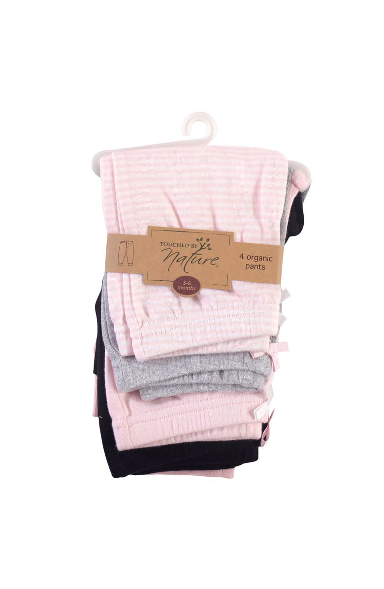 Touched by Nature Organic Cotton Pants for Young Ladies, Alternate, color, Black Lt. Pink Stripe