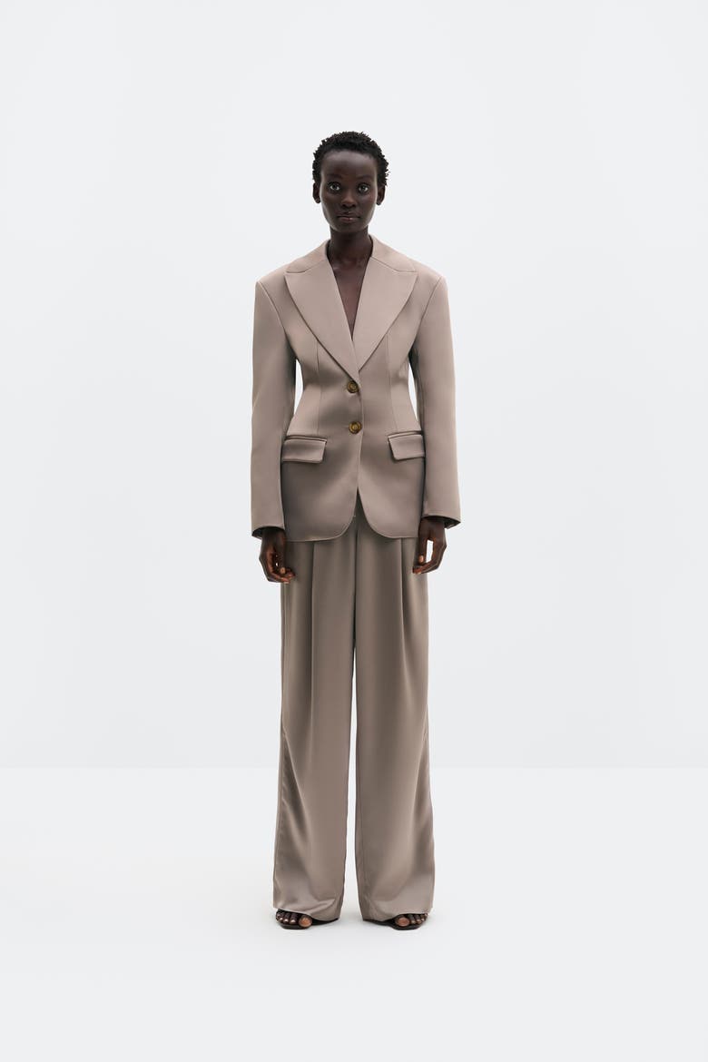 Sarah Wide-Leg Satin Pants, Alternate, color, Graphite