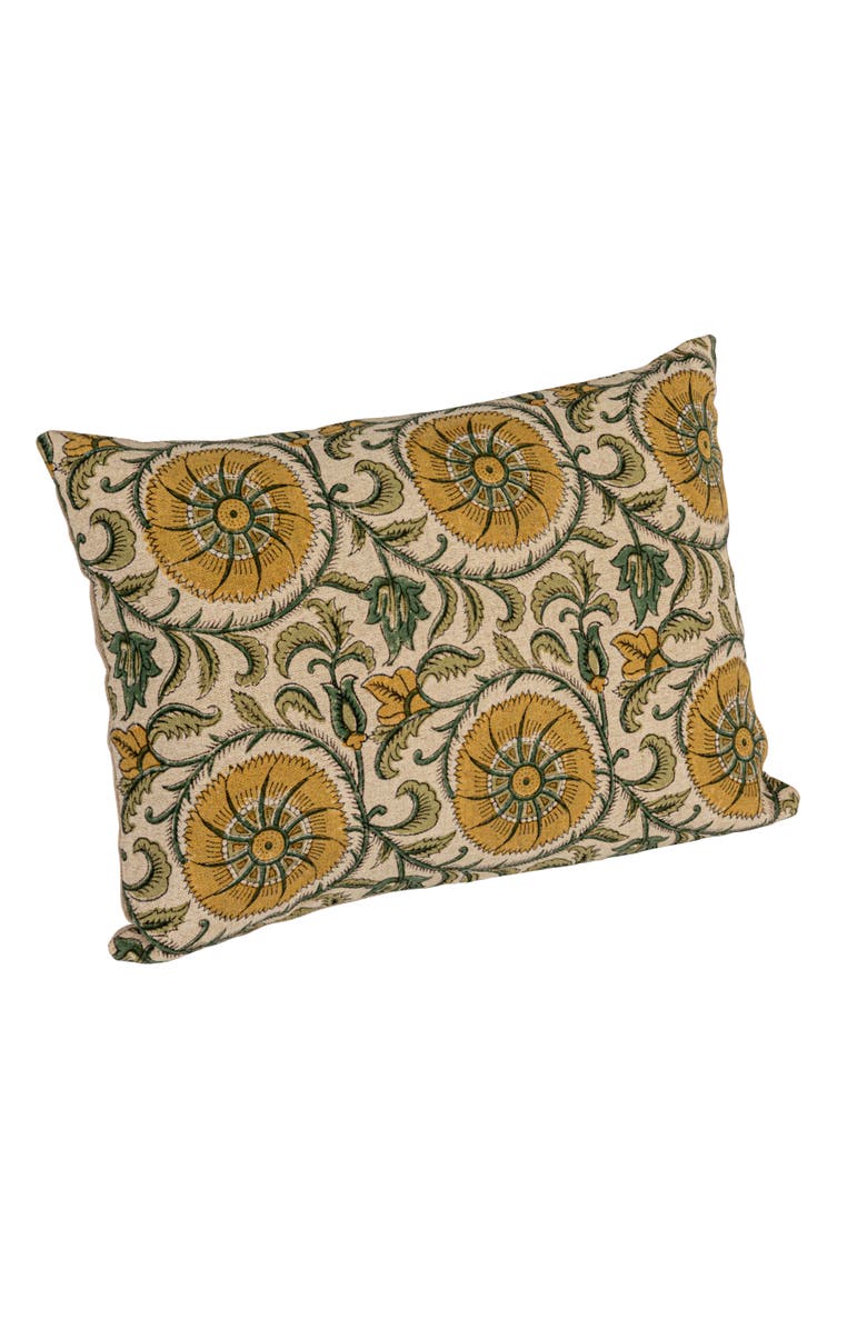 Storied Home Verdant Charm Linen Lumbar Pillow, Main, color, Green