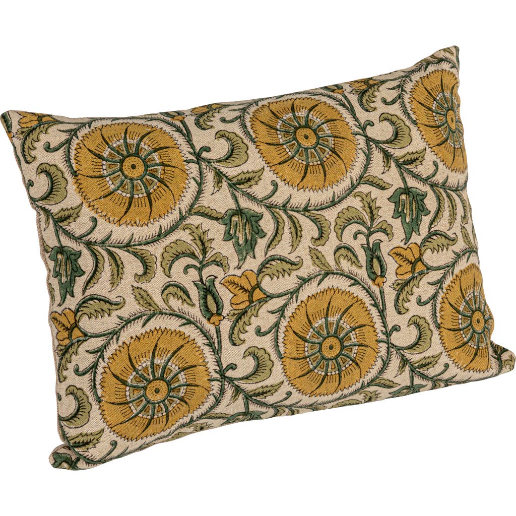 Storied Home Verdant Charm Linen Lumbar Pillow In Green