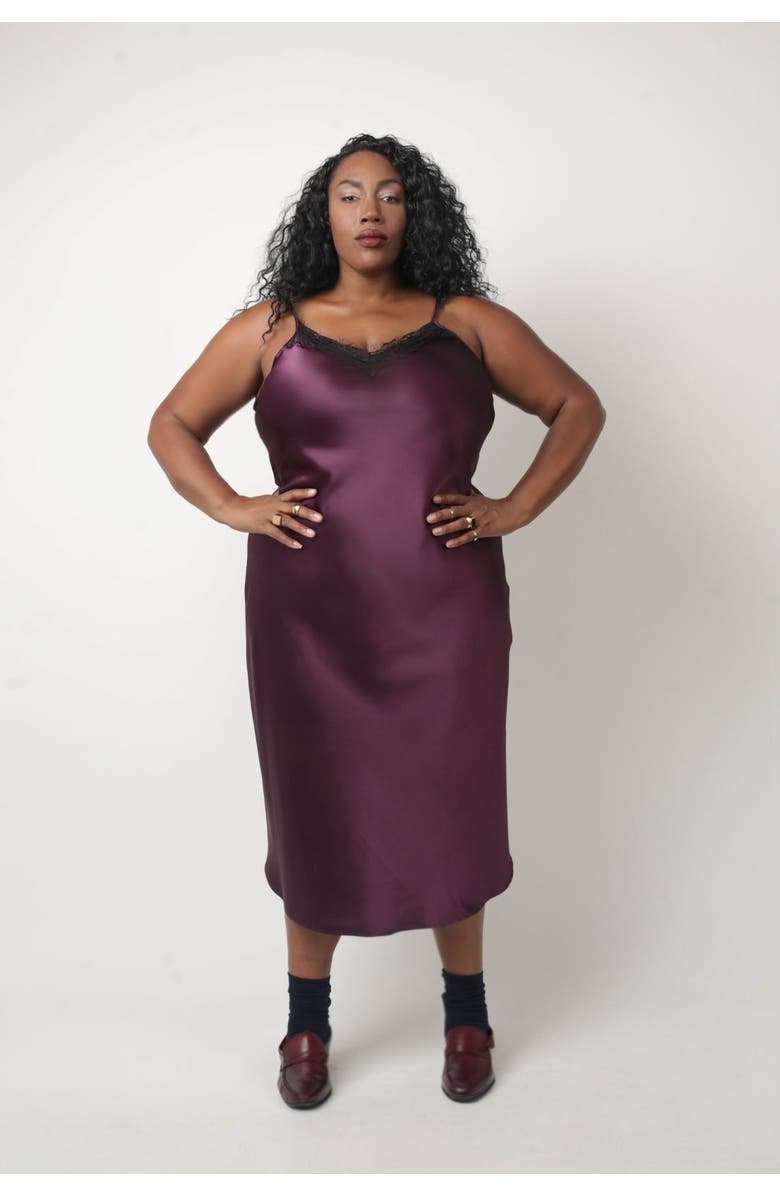 BAACAL Eva Lace Slip Dress, Alternate, color, Plum/ Black