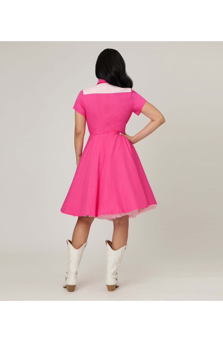 Smak Parlour Embroidered Western Flare Dress, Alternate, color, Pink Embroidered