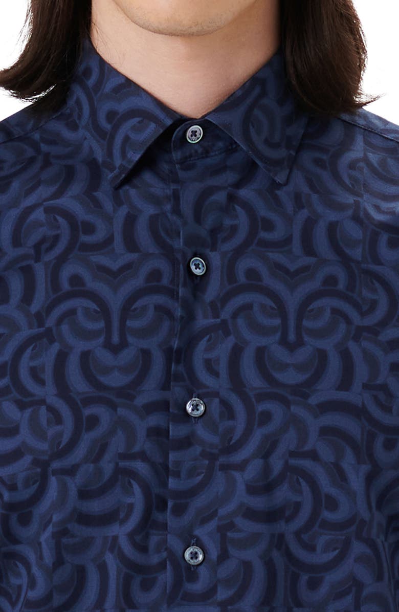 Bugatchi Classic Fit Abstract Stretch Cotton Button-Up Shirt, Alternate, color, 