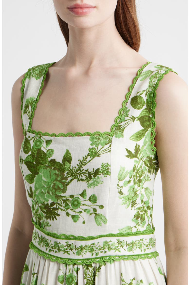 Picot Trim Cotton Blend Midi Dress, Alternate, color, GREEN