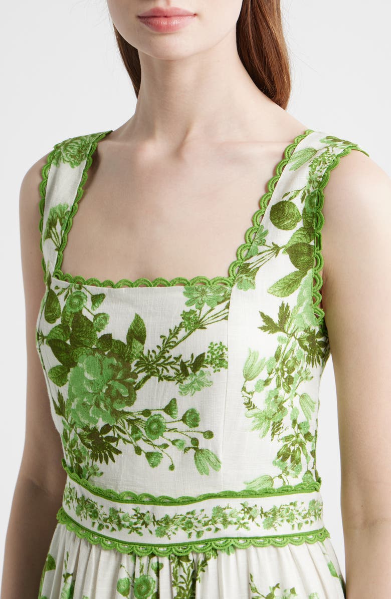 ZOE AND CLAIRE Picot Trim Cotton Blend Midi Dress, Alternate, color, Green