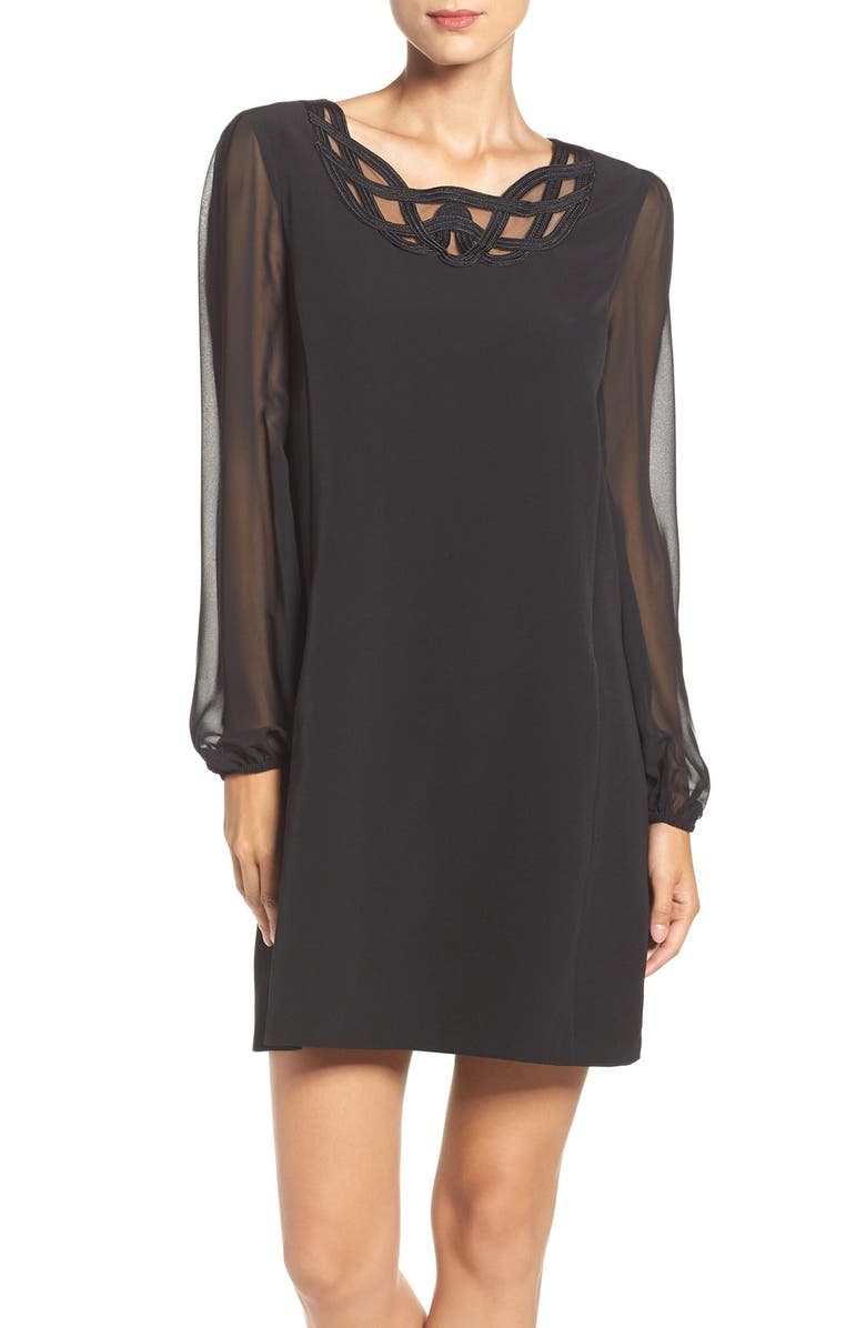 Laundry by Shelli Segal Scroll Neck Shift Dress, Main, color, 