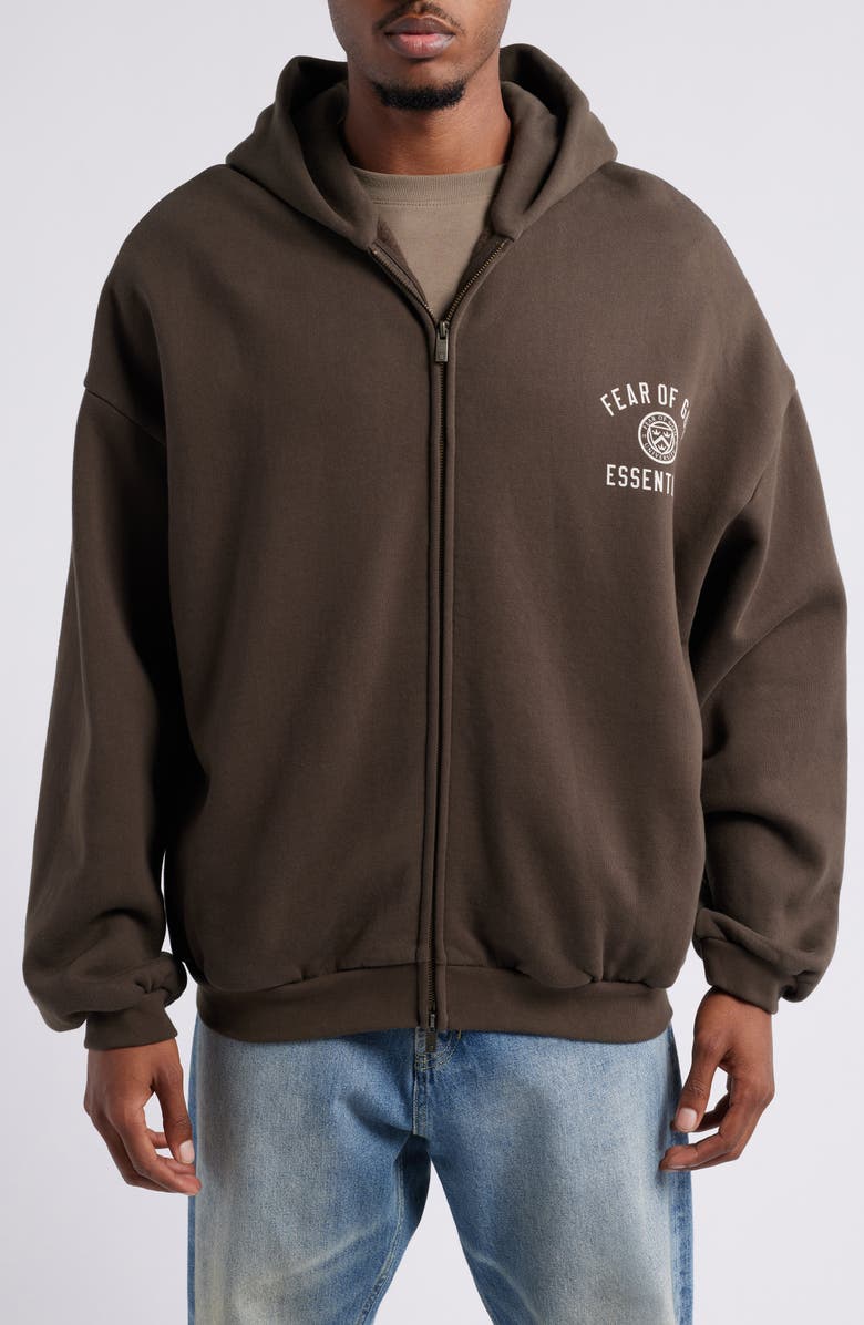 Fear of God Essentials Logo Fleece Zip Hoodie, Alternate, color, 
