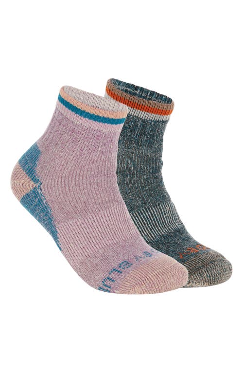 United By Blue Assorted 2-Pack Wool & Cotton Blend Quarter Socks in Pink/Teal 