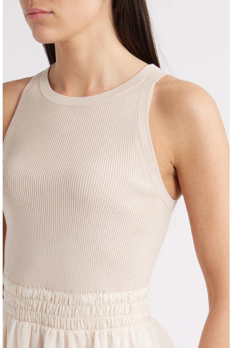Zenia Sleeveless Asymmetric Hem Dress, Alternate, color, ALMOND WHITE