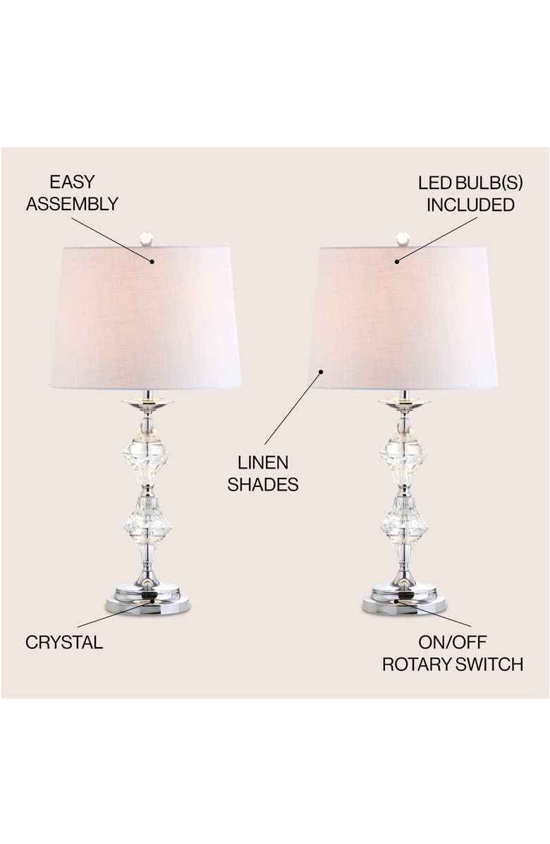 JONATHAN Y Madison 27.5" Crystal LED Table Lamp, Clear/Chrome, Alternate, color, Clear/Chrome