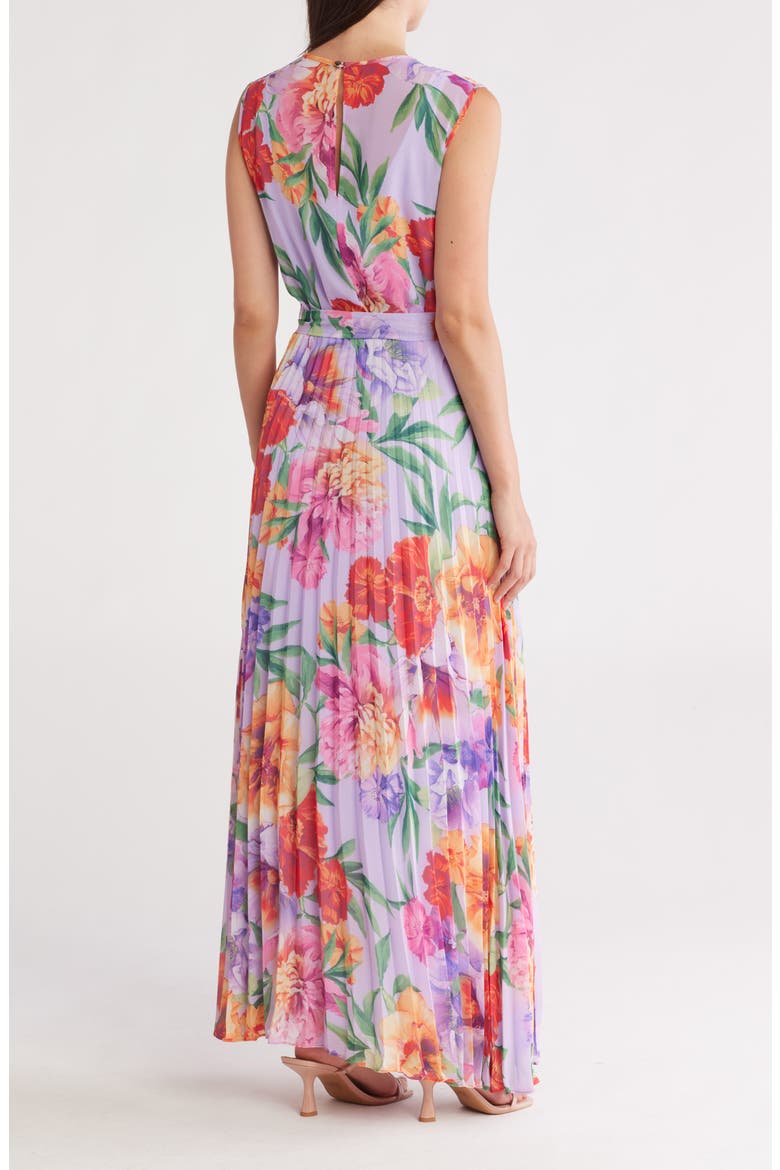 Sleeveless Pleated Maxi Dress, Alternate, color, LILAC MULTI