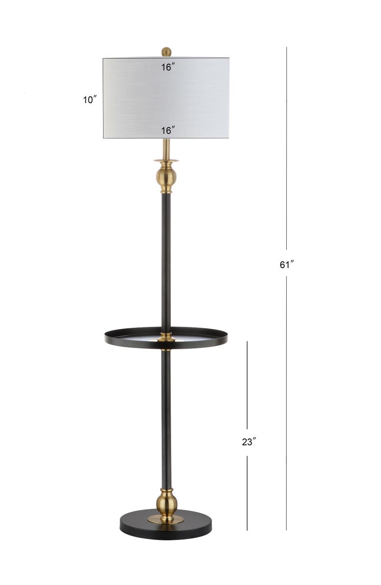 JONATHAN Y Evans 61" Metal LED End Table Floor Lamp, Black/Brass, Alternate, color, Black/Gold
