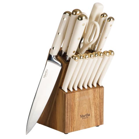 Lockton High-Carbon Stainless Steel Knife Block Set with Acacia Wood Block
