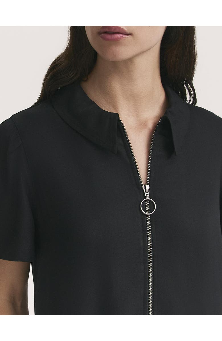 Finery London Orion Zip Front Midi Shirt Dress, Alternate, color, Black