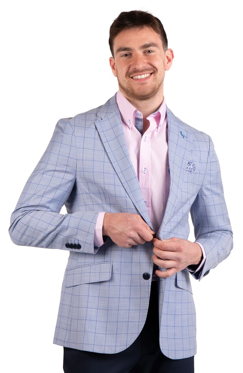 TailorByrd Mini Windowpane Sport Coat, Alternate, color, Light Blue