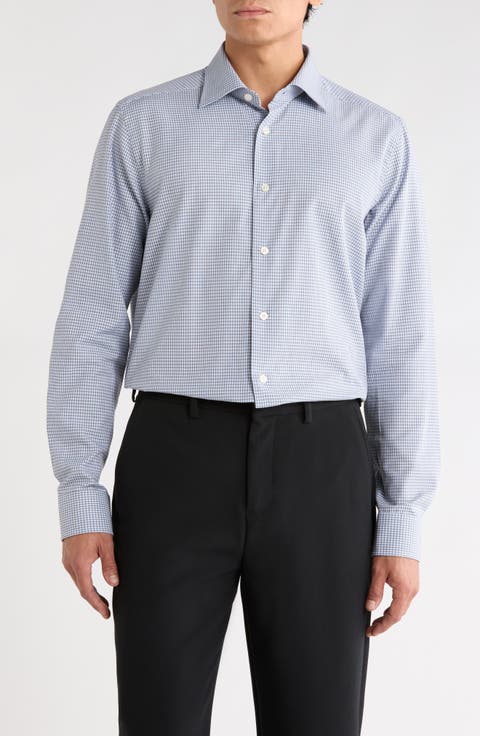 Edward Microcheck Cotton Button-Up Shirt