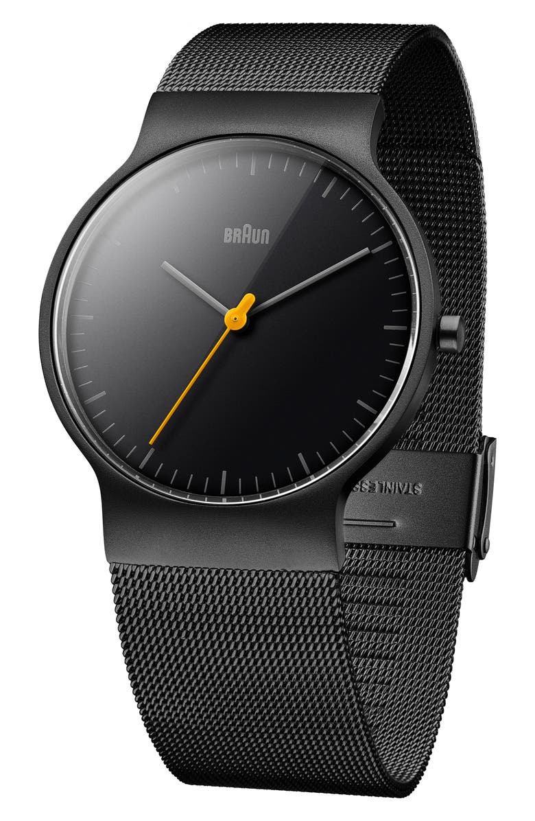Braun 'Slim Line' Mesh Strap Watch, 38mm, Alternate, color, 