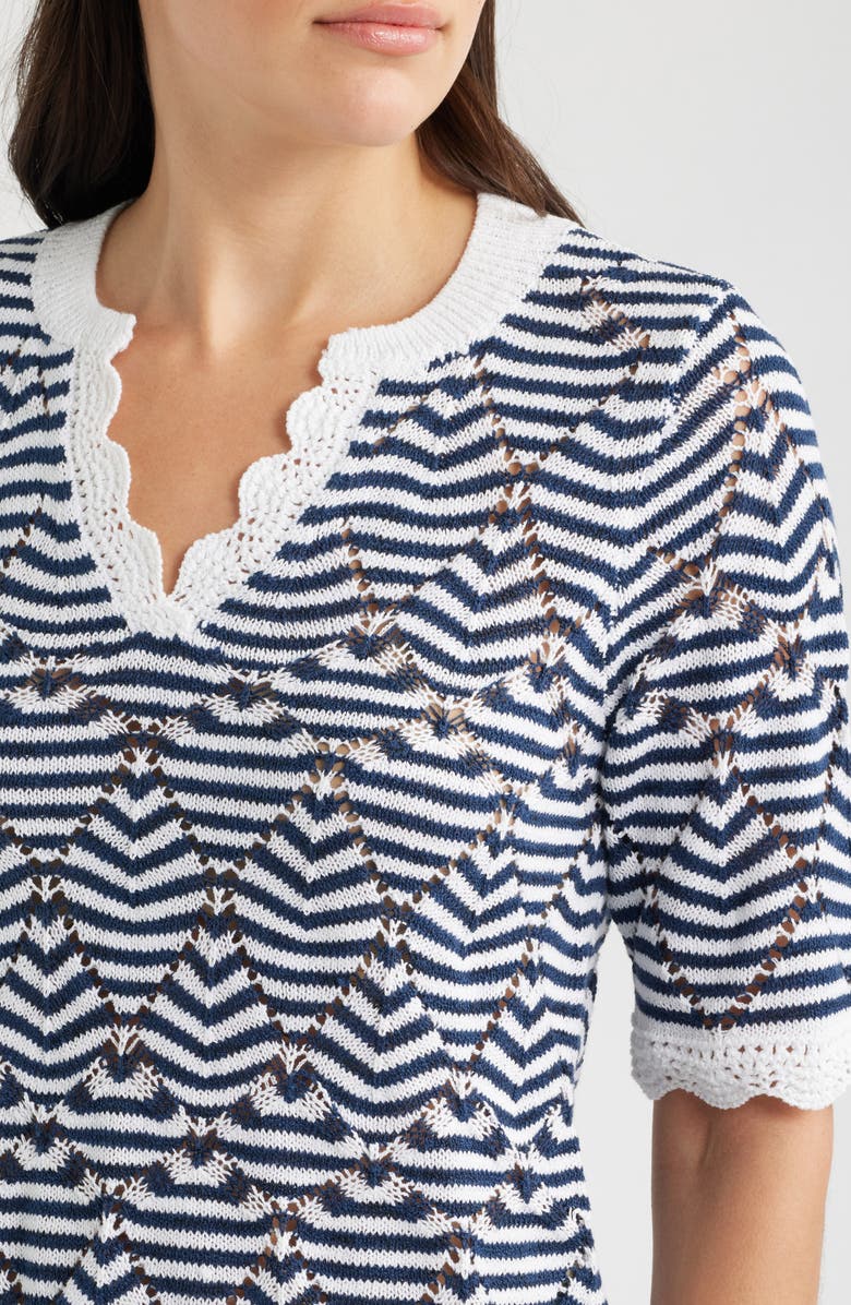 NIC+ZOE Coastline Open Stitch Sweater, Alternate, color, Indigo Multi