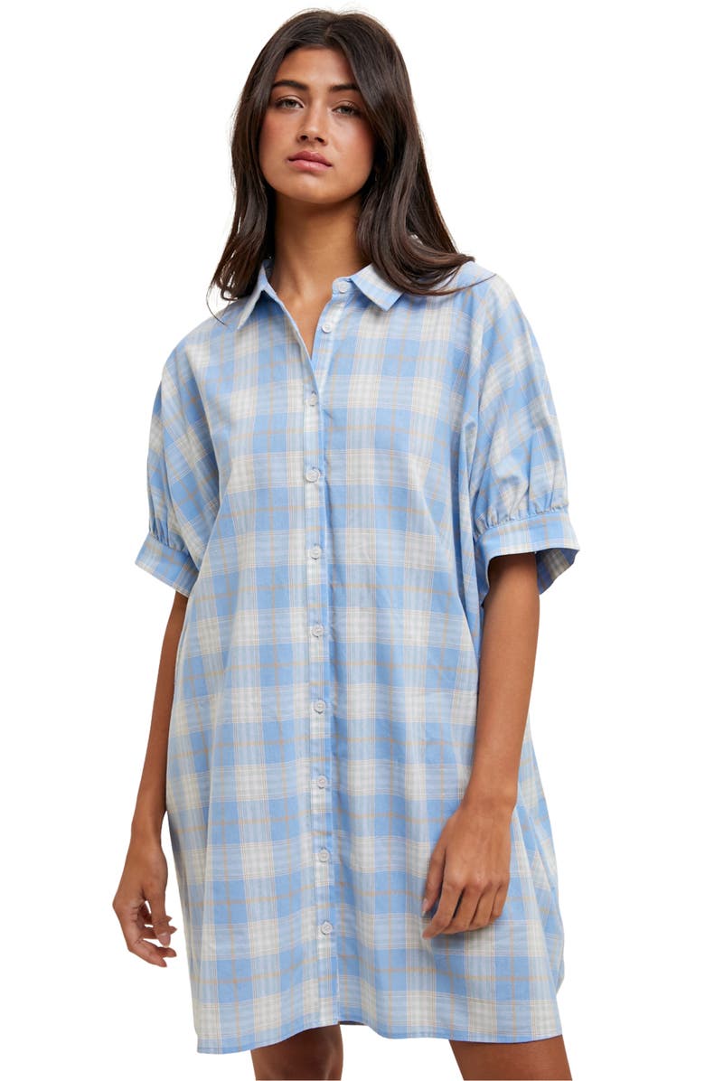 WISHLIST Oversize Button-Up Shirtdress, Alternate, color, Blue Combo