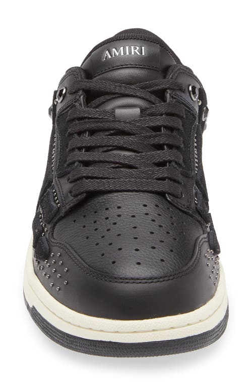 Amiri Two-tone Leather Skel Sneakers With Textured Finish In Black