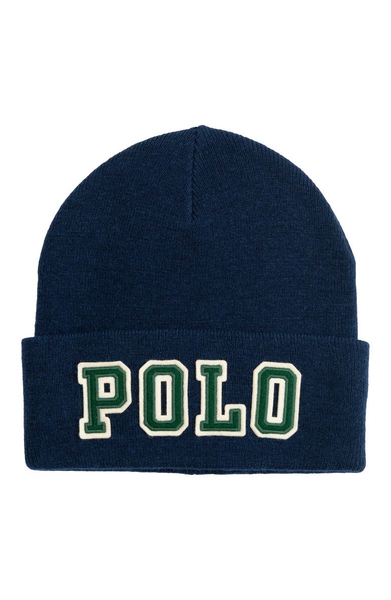 Polo Ralph Lauren Polo Patch Beanie, Main, color, Newport Navy