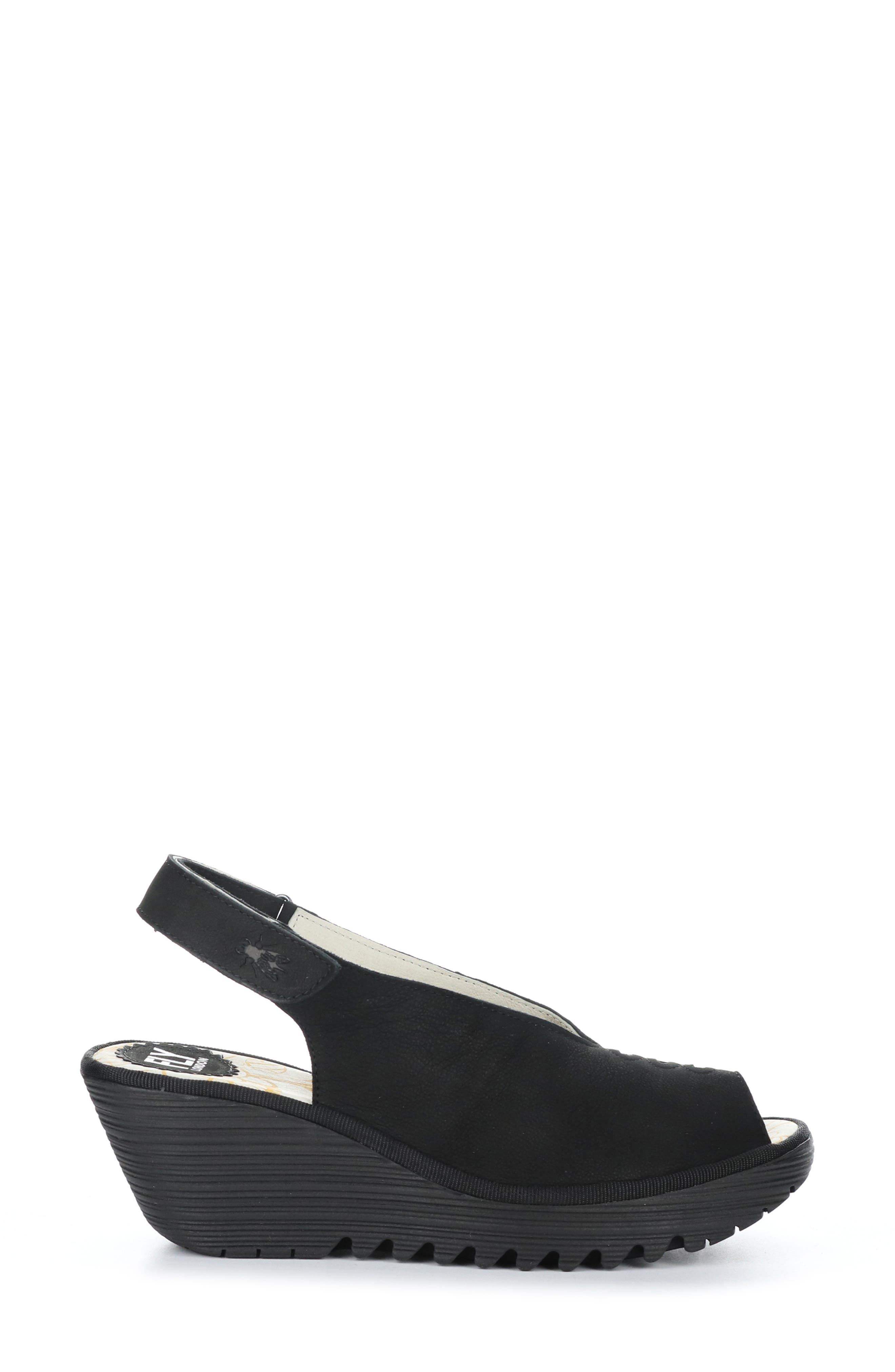 Fly London Yeay Peep Toe Sandal, Alternate, color, Black Cupido
