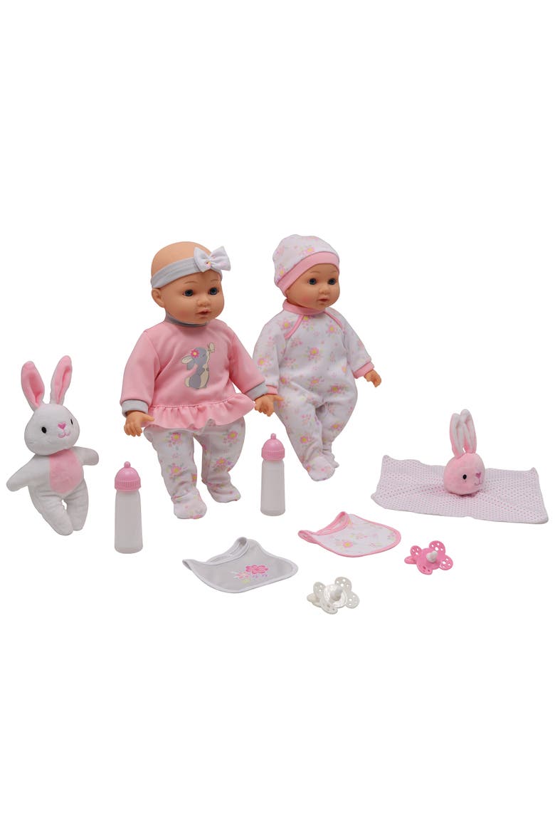 Deluxe Twin Set 14 Inch Baby Dolls, 4 Piece, Ages 2+, Alternate, color, Multicolored
