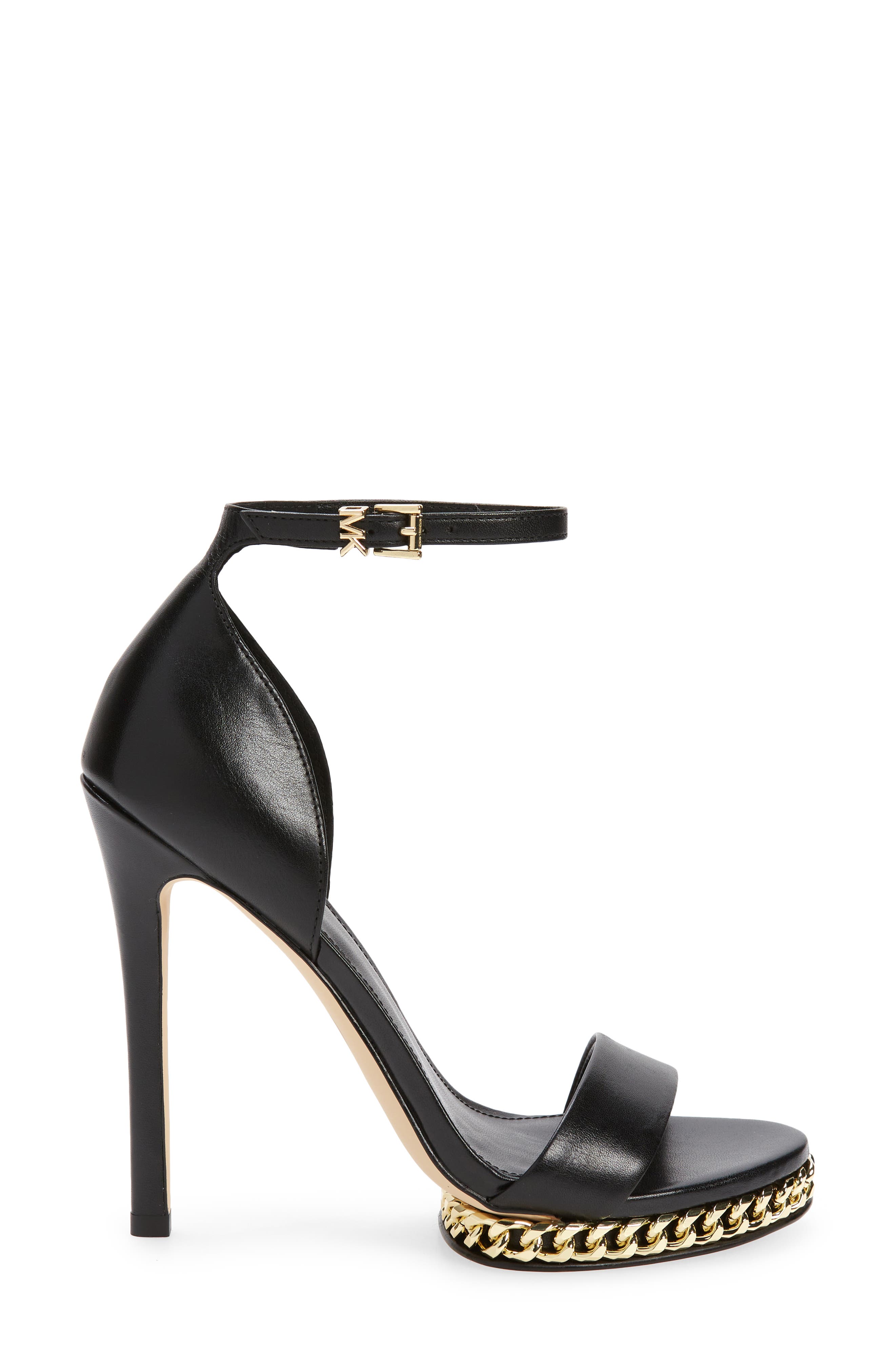 MICHAEL Michael Kors Jordyn Ankle Strap Chain Platform Sandal, Alternate, color, Black