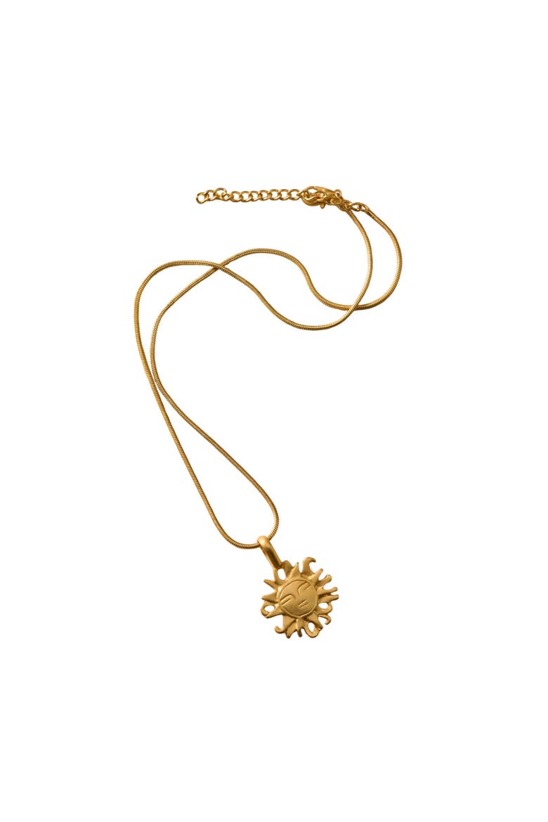 Calida Plate Sun Pendant Necklace, Main, color, Gold