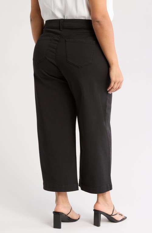 Wit & Wisdom Sam High Waist Ankle Wide Leg Twill Pants In Black
