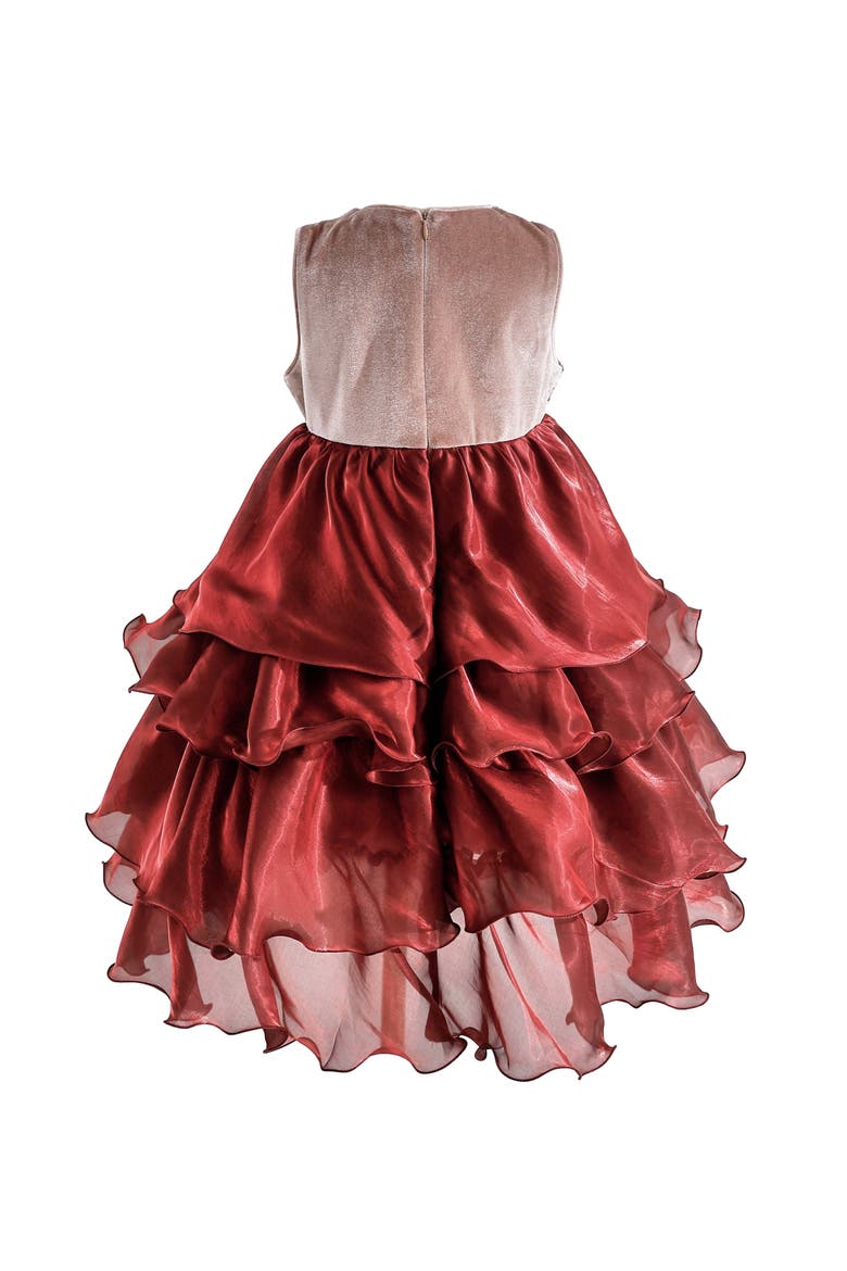 Tiered Satin Party Dress, Alternate, color, Red