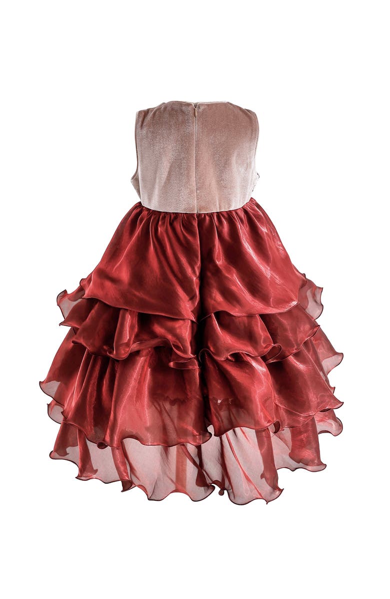 Tulleen Tiered Satin Party Dress, Alternate, color, Red