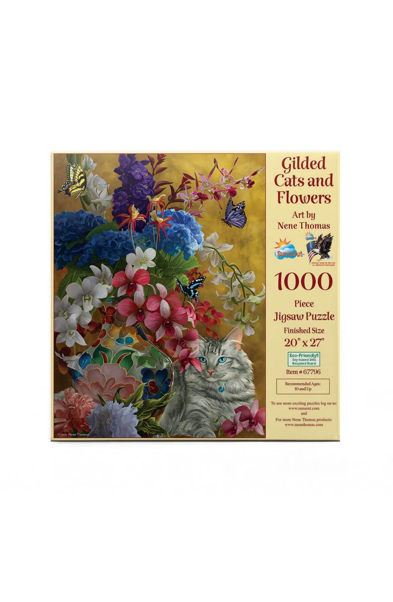 Sunsout Gilded Cats And Flowers 1000 piece Jigsaw Puzzle for Adults, Alternate, color, Multicolor