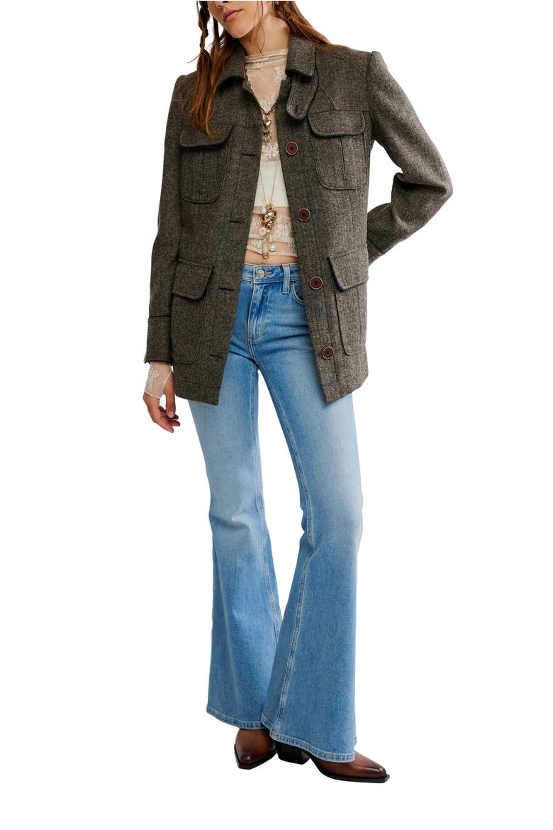 Renaux Herringbone Officer Jacket, Alternate, color, ESPRESSO