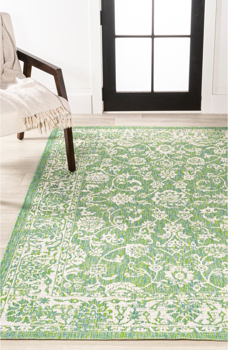 JONATHAN Y Tela Bohemian Textured Weave Floral Indoor/Outdoor Area Rug, Alternate, color, Cream/Green