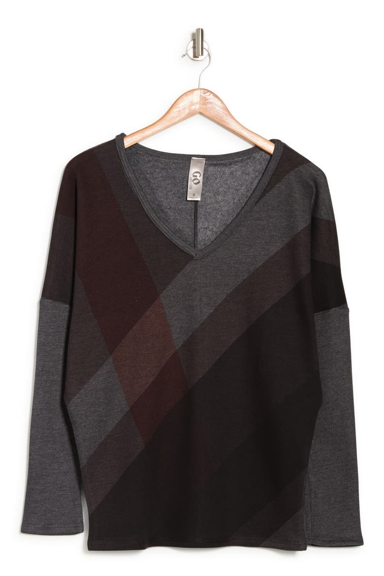 V-Neck Dolman Sweater, Alternate, color, BLACK PRINT 1