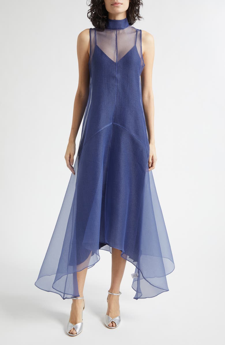 STAUD Auden Sleeveless Chiffon Gown, Main, color, Navy
